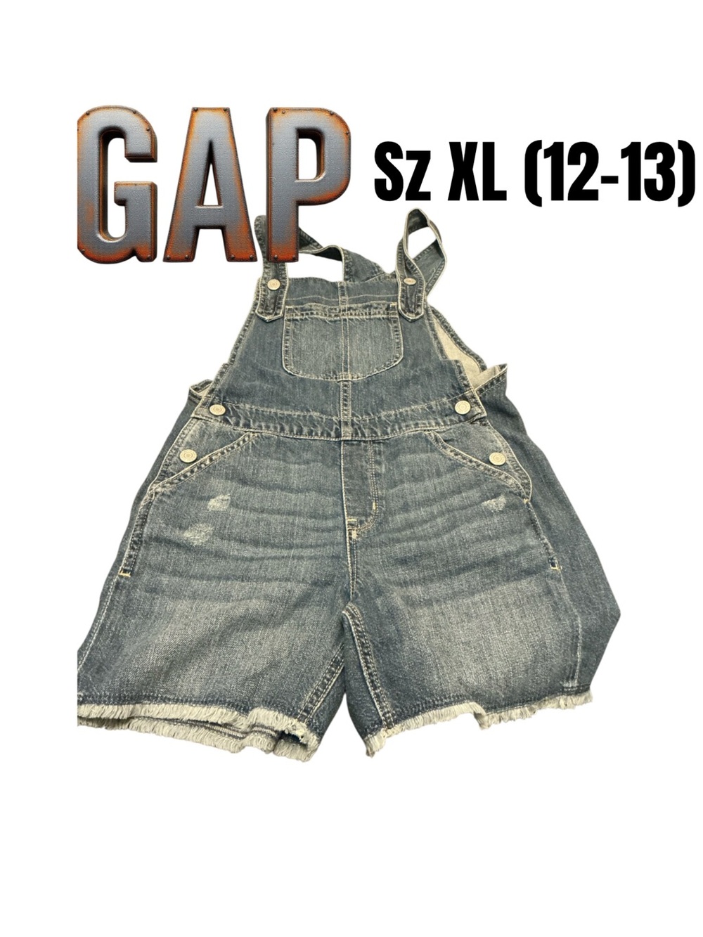 GAP Kids Denim Short Overalls - Faded Blue